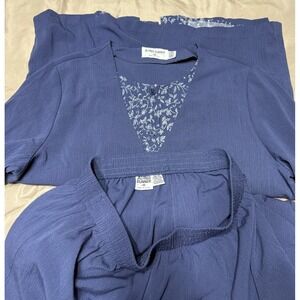 Alfred Dunner Womens Short Sleeve Skirt Set 16/18 Blue‎ Button Up/Pull On